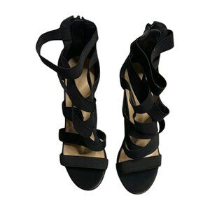 Wild Diva Platform Gladiator Block Heel Sandal Ankle Strap Zipper Back Black 7.5